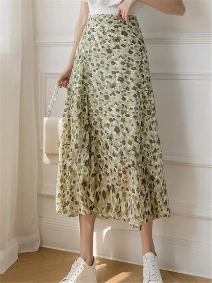 Flower Print A-line Bohemia Skirt Summer Spring
