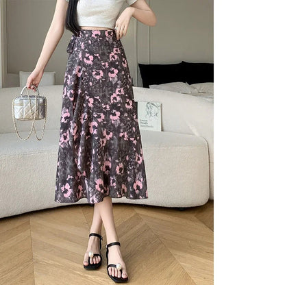 Flower Print A-line Bohemia Skirt Summer Spring