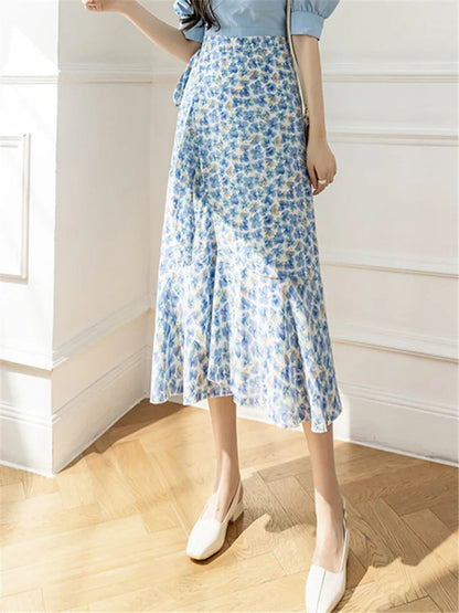 Flower Print A-line Bohemia Skirt Summer Spring