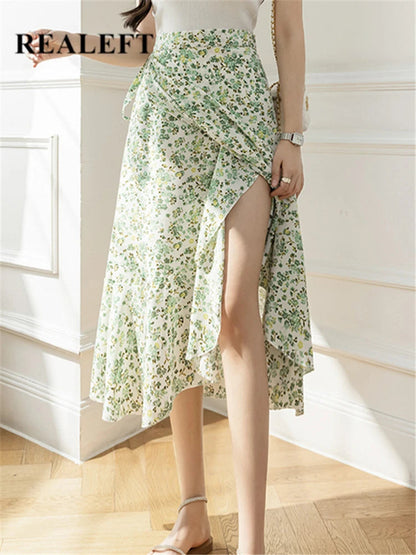 Flower Print A-line Bohemia Skirt Summer Spring