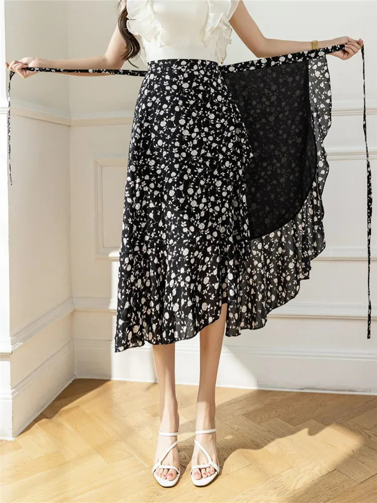 Flower Print A-line Bohemia Skirt Summer Spring