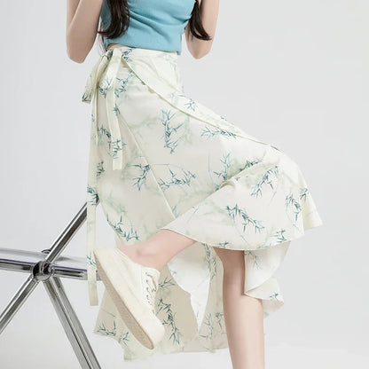 Flower Print A-line Bohemia Skirt Summer Spring