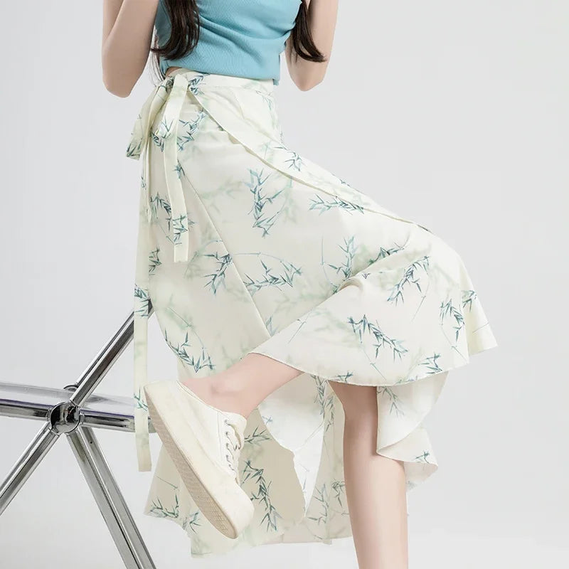 Flower Print A-line Bohemia Skirt Summer Spring