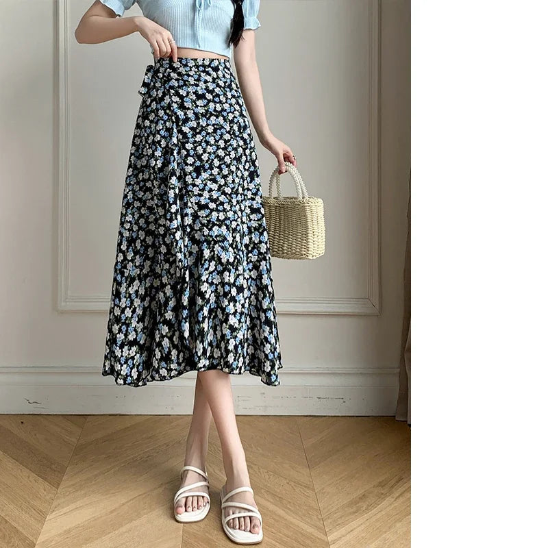 Flower Print A-line Bohemia Skirt Summer Spring