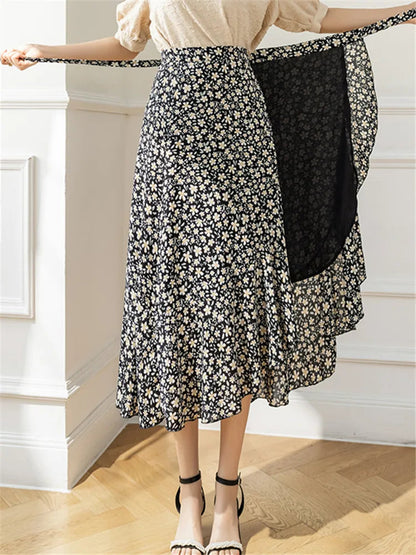 Flower Print A-line Bohemia Skirt Summer Spring