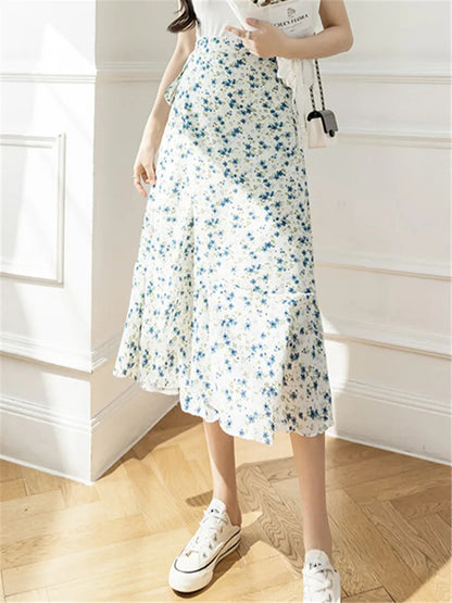 Flower Print A-line Bohemia Skirt Summer Spring