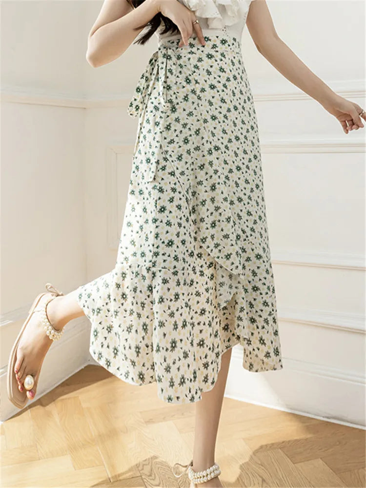Flower Print A-line Bohemia Skirt Summer Spring