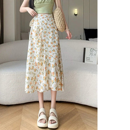 Flower Print A-line Bohemia Skirt Summer Spring