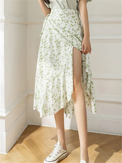 Flower Print A-line Bohemia Skirt Summer Spring