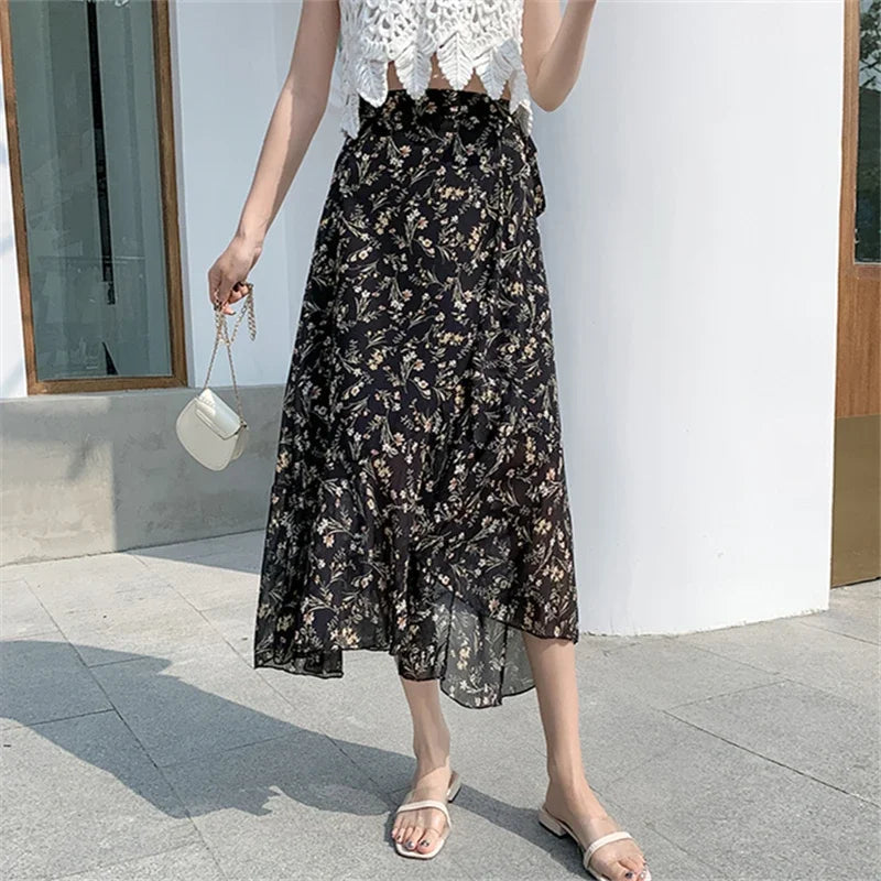 Flower Print A-line Bohemia Skirt Summer Spring