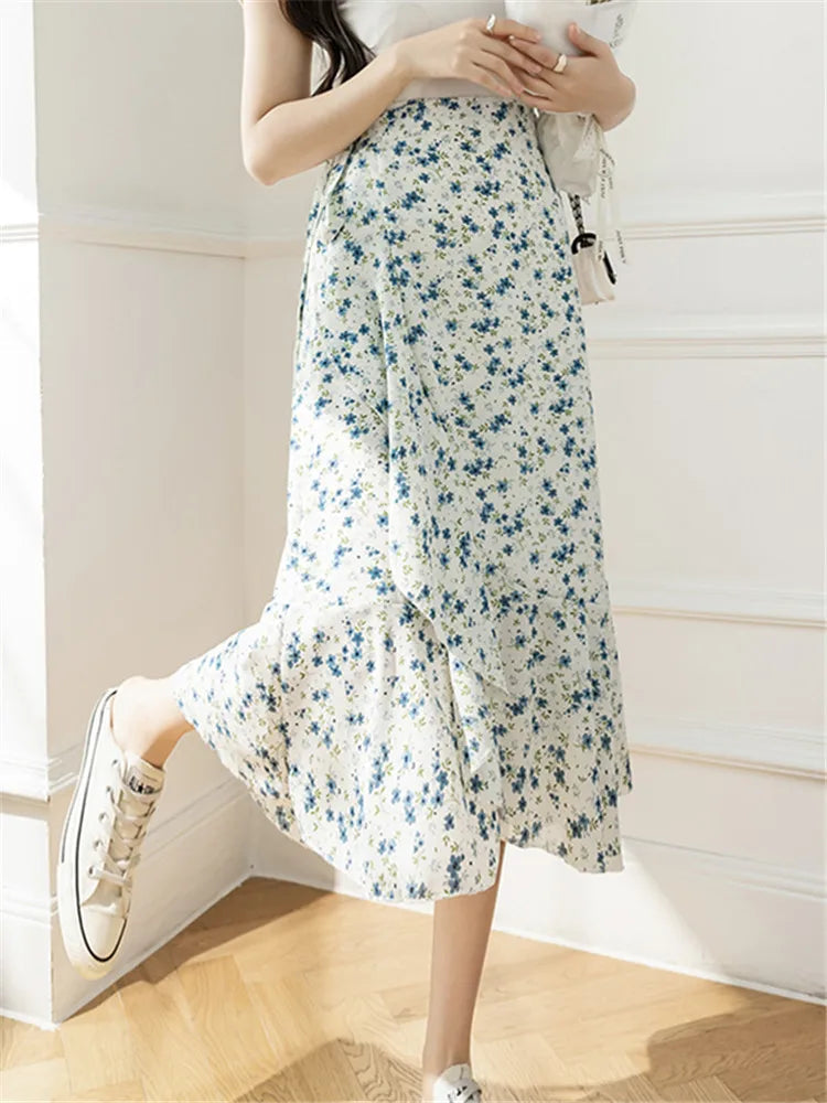 Flower Print A-line Bohemia Skirt Summer Spring