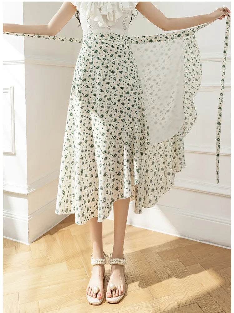Flower Print A-line Bohemia Skirt Summer Spring