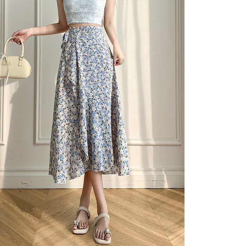 Flower Print A-line Bohemia Skirt Summer Spring