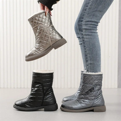 Flat Warm Plush Velvet Cotton Winter Short Snow Boot