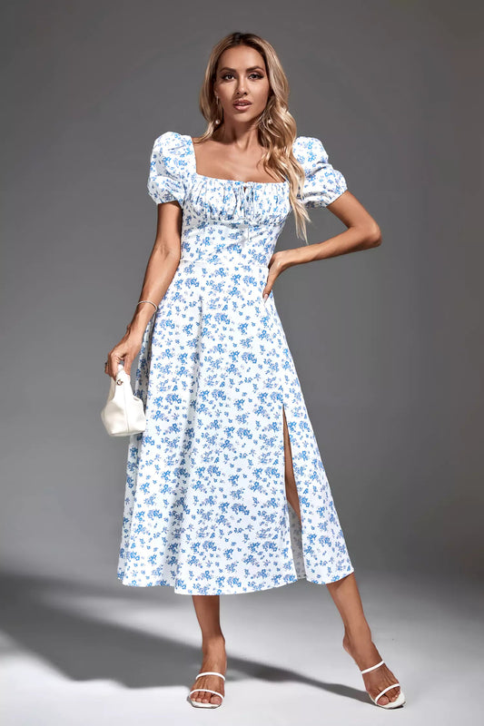 Raelyn Blue French Midi Dress