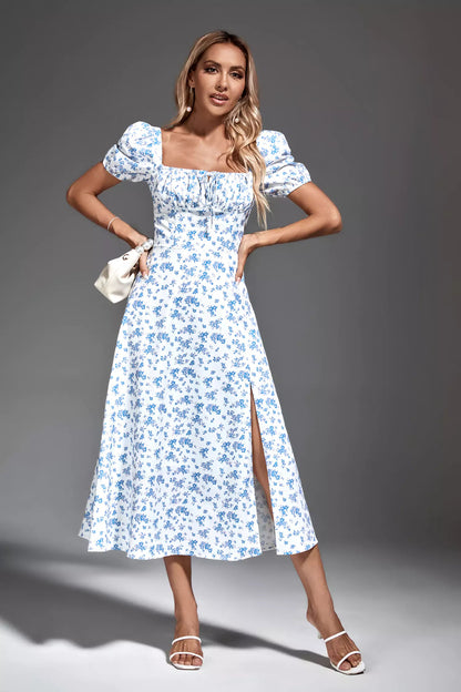 Raelyn Blue French Midi Dress