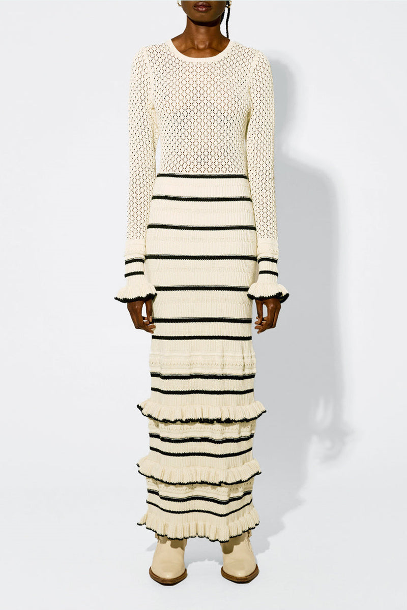 Audrey Stripe Ribbed Knit Maxi Dress