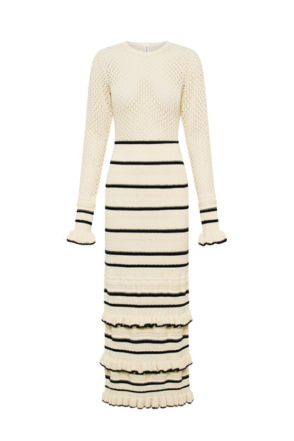 Audrey Stripe Ribbed Knit Maxi Dress