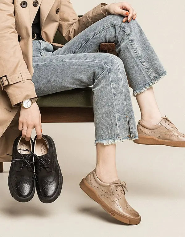 Leather Brogue Style Oxford Shoes