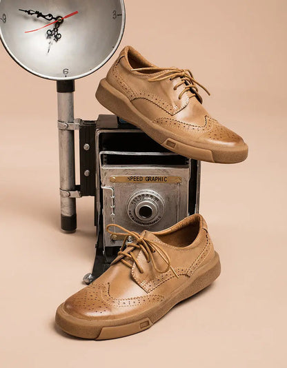 Leather Brogue Style Oxford Shoes