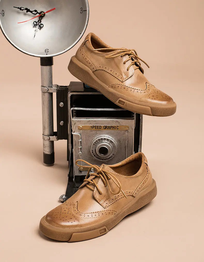 Leather Brogue Style Oxford Shoes
