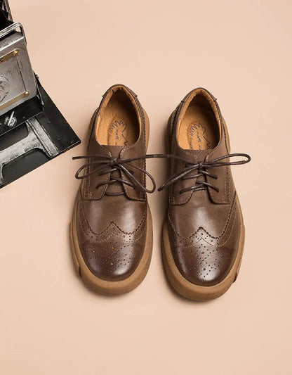 Leather Brogue Style Oxford Shoes