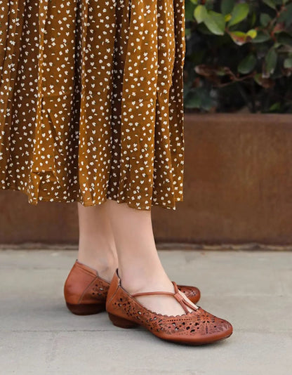 Real Leather Hand-carved Flat Shoes