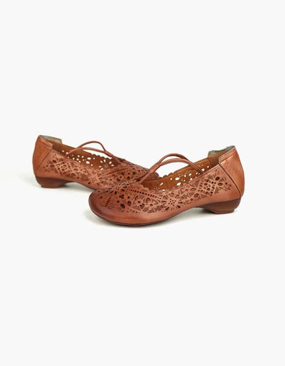 Real Leather Hand-carved Flat Shoes