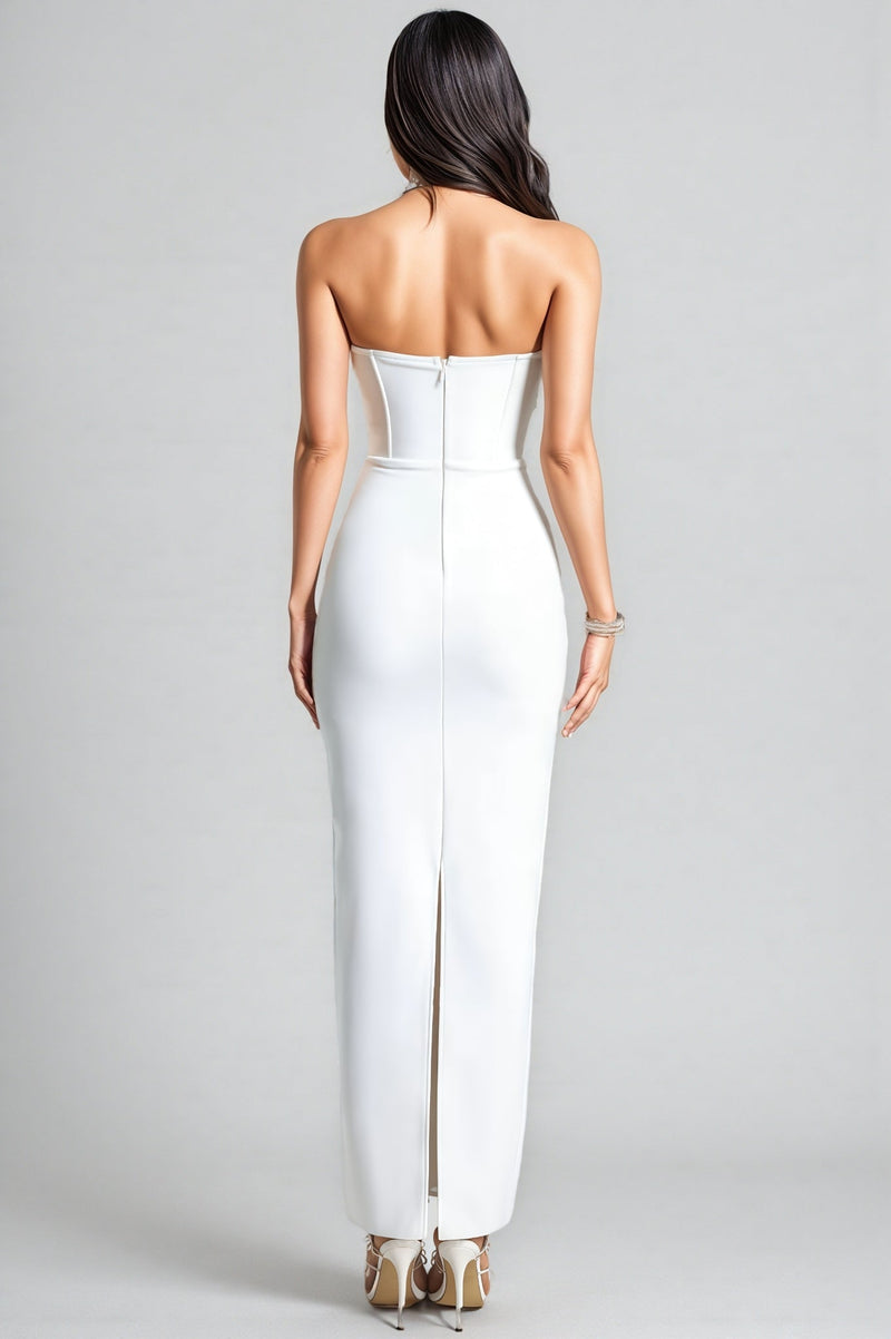 Islay White Rose Off Shoulder Maxi Dress