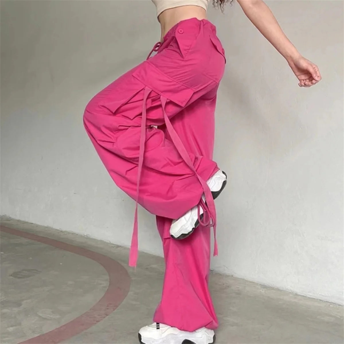 Red Cargo High Waist Hip Hop Pant