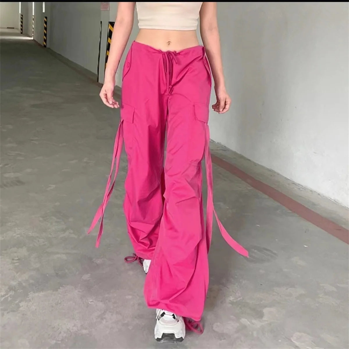 Red Cargo High Waist Hip Hop Pant