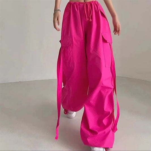Red Cargo High Waist Hip Hop Pant