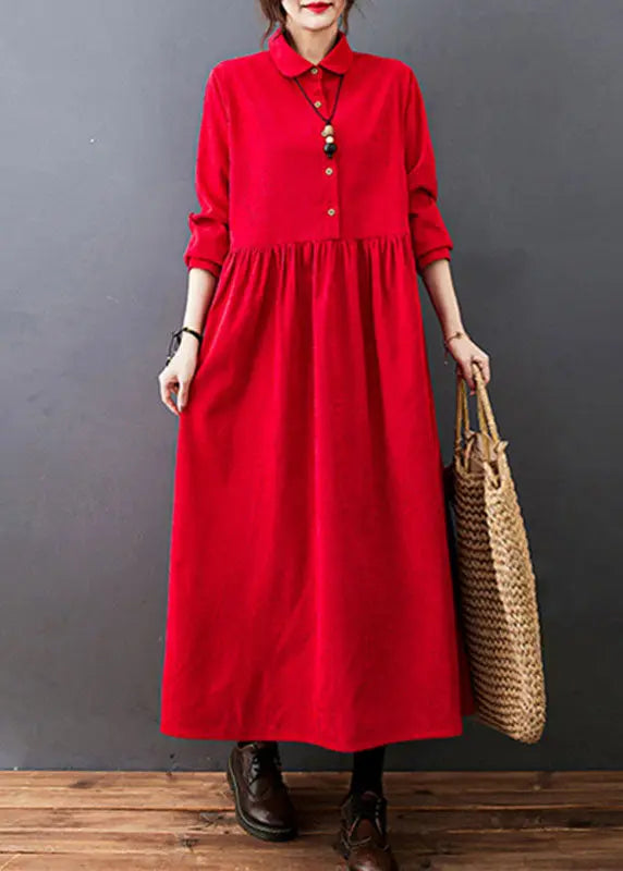 Corduroy Long Dress Long Sleeve