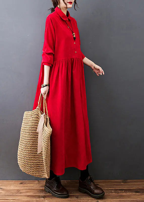 Corduroy Long Dress Long Sleeve