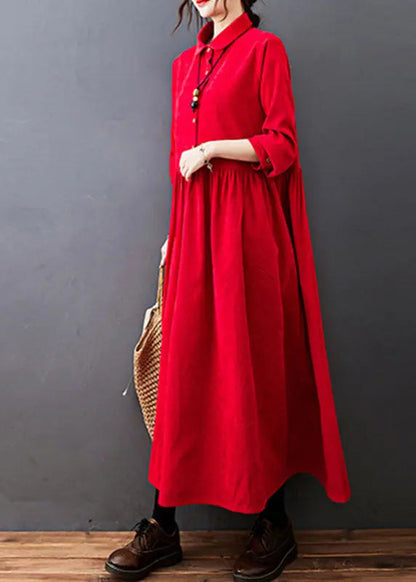 Corduroy Long Dress Long Sleeve