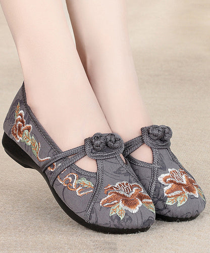Red Flat Shoes Cotton Fabric Embroidery Splicing Rd007