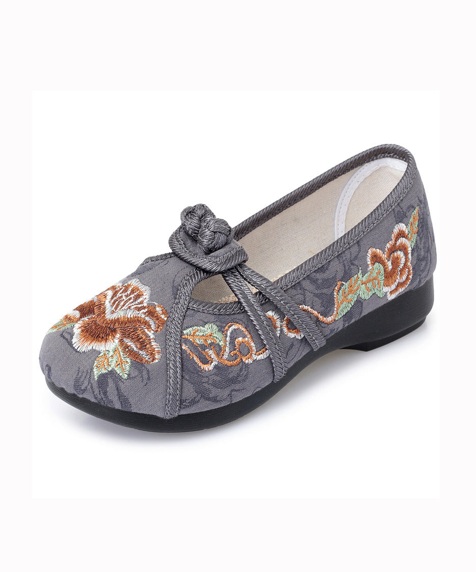 Red Flat Shoes Cotton Fabric Embroidery Splicing Rd007