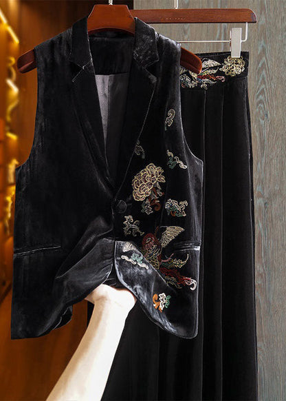 Red Patchwork Velour Two Piece Tops and Pants Embroideried Spring Ly1704