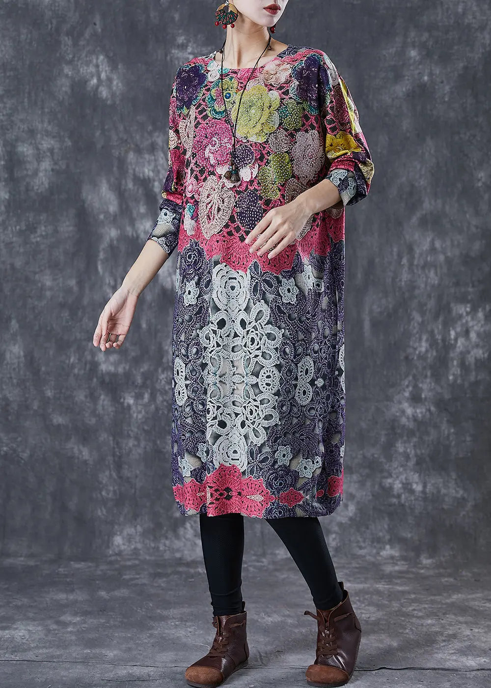 Print Knit Long Dress Spring