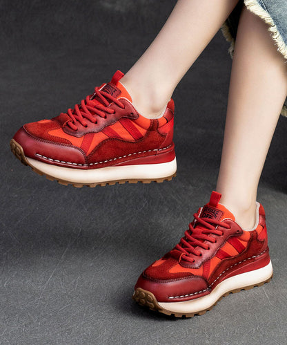 Red Versatile Splicing Platform Flat Feet Shoes Cross Strap Dd1063