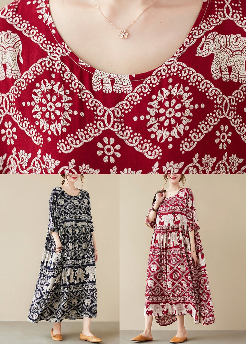 Red Wrinkled Pockets Long Dresses Summer Vb1011