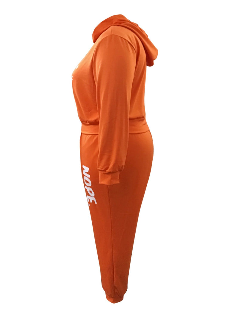 Basics Hooded Collar Letter Print Pants Set Bo5069