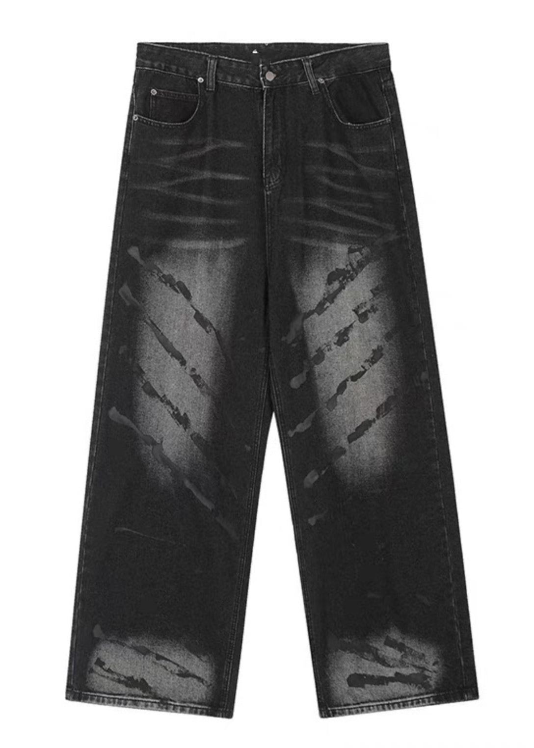 Retro Black High Wais Denim Wide Leg Pants Sa064