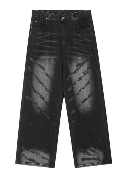 Retro Black High Wais Denim Wide Leg Pants Sa064