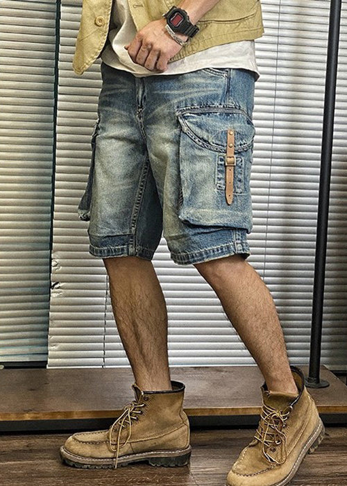 Blue Pockets Waist Shorts Denim Retro Summer High