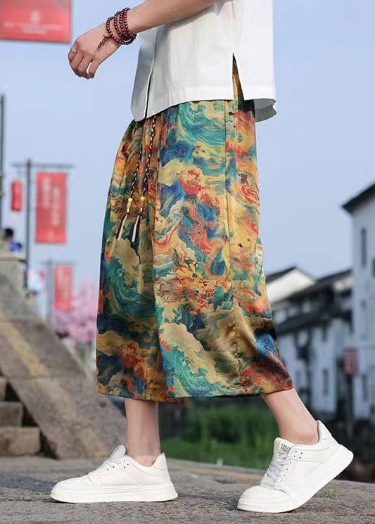 Retro Dragon Printed Oversized Wide Leg Pants Summer Sa060