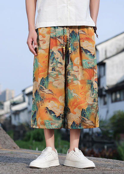 Retro Dragon Printed Oversized Wide Leg Pants Summer Sa060