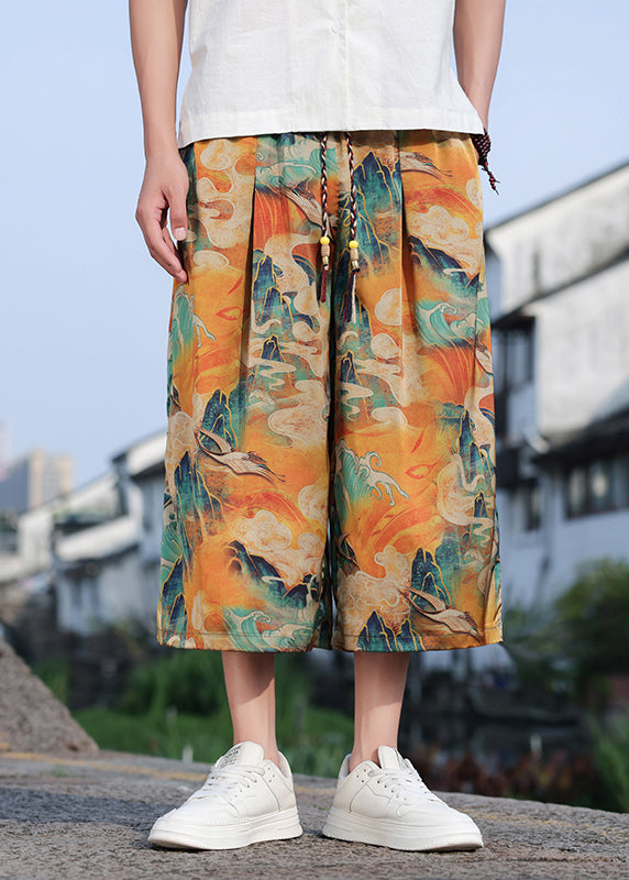 Retro Dragon Printed Oversized Wide Leg Pants Summer Sa060