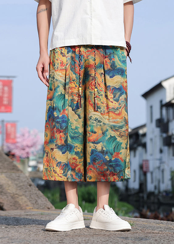 Retro Dragon Printed Oversized Wide Leg Pants Summer Sa060