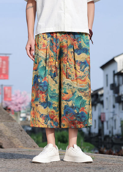 Retro Dragon Printed Oversized Wide Leg Pants Summer Sa060